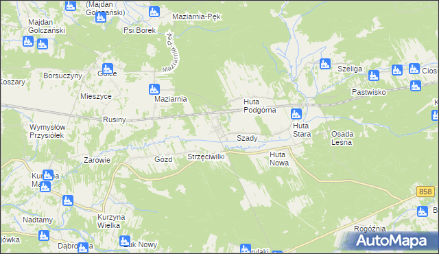 mapa Huta Krzeszowska, Huta Krzeszowska na mapie Targeo