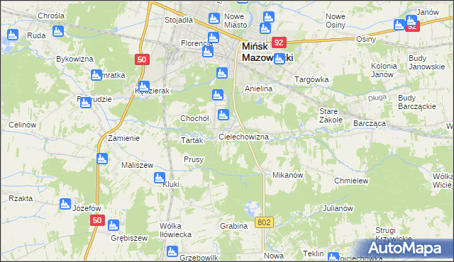 mapa Huta Mińska, Huta Mińska na mapie Targeo