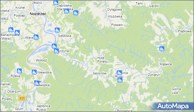 mapa Huta Poręby, Huta Poręby na mapie Targeo