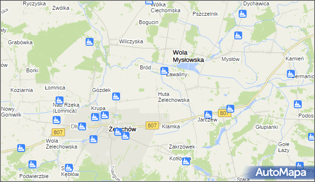 mapa Huta Żelechowska, Huta Żelechowska na mapie Targeo