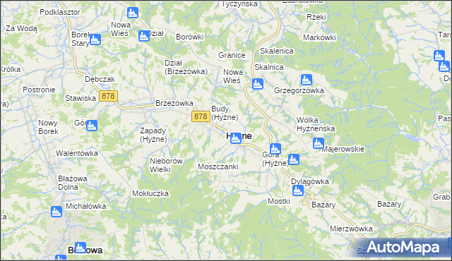 mapa Hyżne, Hyżne na mapie Targeo