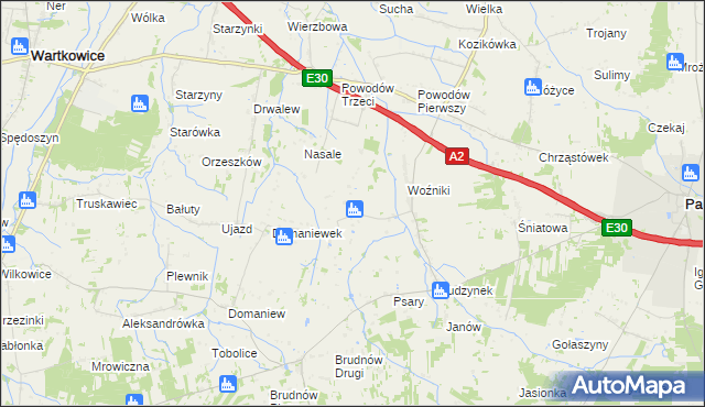 mapa Idzikowice gmina Dalików, Idzikowice gmina Dalików na mapie Targeo