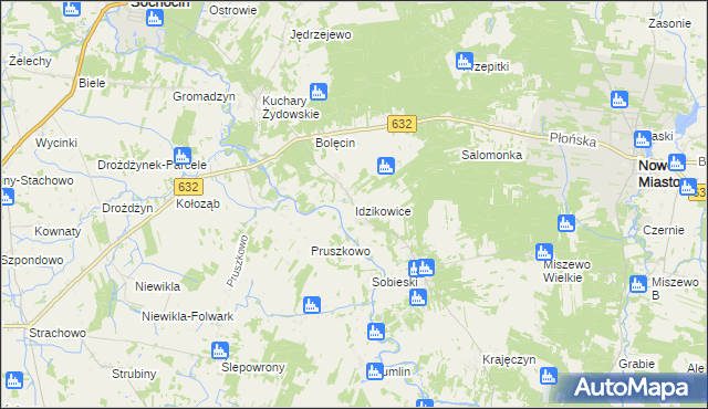 mapa Idzikowice gmina Sochocin, Idzikowice gmina Sochocin na mapie Targeo