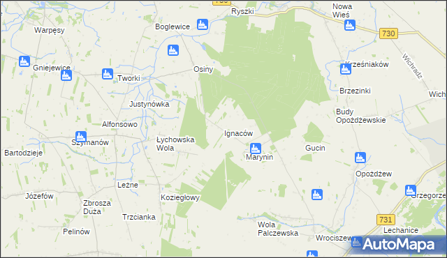 mapa Ignaców gmina Jasieniec, Ignaców gmina Jasieniec na mapie Targeo