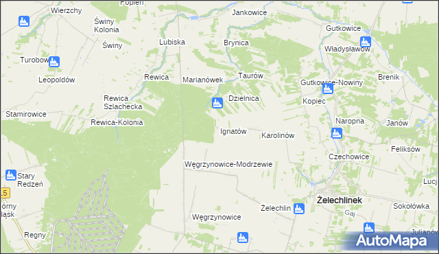 mapa Ignatów gmina Żelechlinek, Ignatów gmina Żelechlinek na mapie Targeo