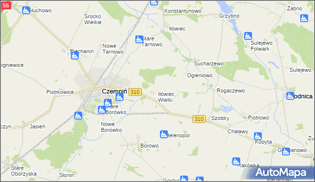 mapa Iłówiec Wielki, Iłówiec Wielki na mapie Targeo