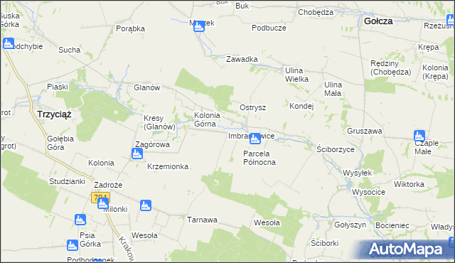 mapa Imbramowice gmina Trzyciąż, Imbramowice gmina Trzyciąż na mapie Targeo