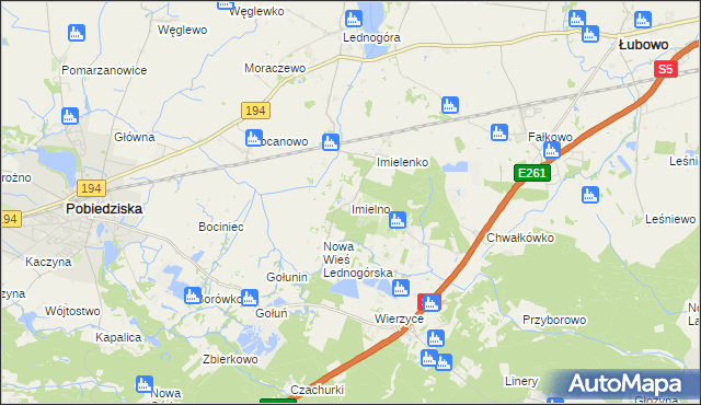 mapa Imielno gmina Łubowo, Imielno gmina Łubowo na mapie Targeo