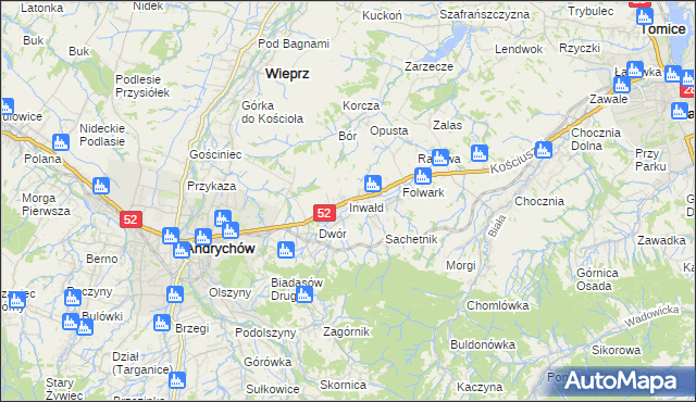 mapa Inwałd, Inwałd na mapie Targeo