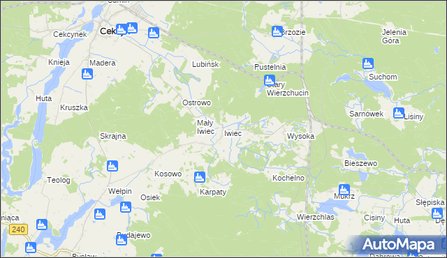 mapa Iwiec, Iwiec na mapie Targeo