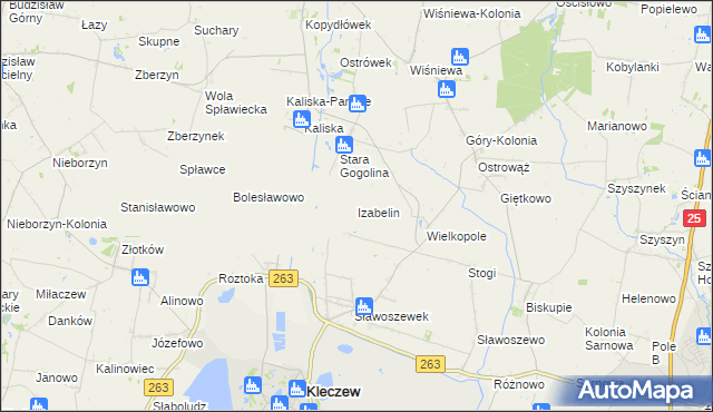 mapa Izabelin gmina Kleczew, Izabelin gmina Kleczew na mapie Targeo