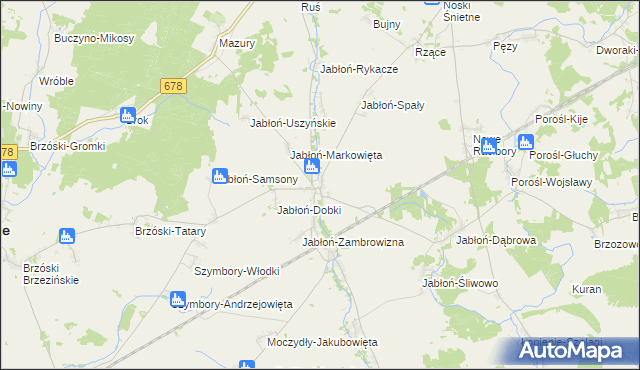 mapa Jabłoń Kościelna, Jabłoń Kościelna na mapie Targeo