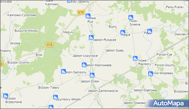 mapa Jabłoń-Zarzeckie, Jabłoń-Zarzeckie na mapie Targeo