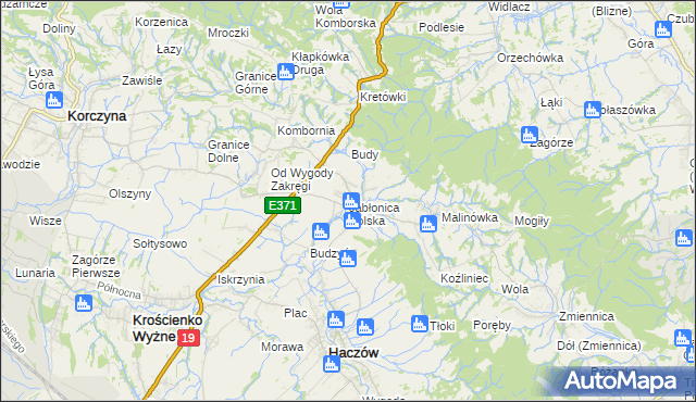 mapa Jabłonica Polska, Jabłonica Polska na mapie Targeo