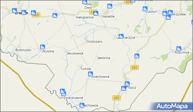 mapa Jabłonka gmina Branice, Jabłonka gmina Branice na mapie Targeo