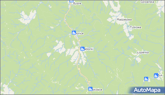 mapa Jabłonki gmina Baligród, Jabłonki gmina Baligród na mapie Targeo