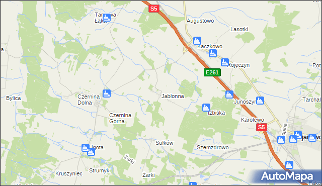 mapa Jabłonna gmina Rydzyna, Jabłonna gmina Rydzyna na mapie Targeo