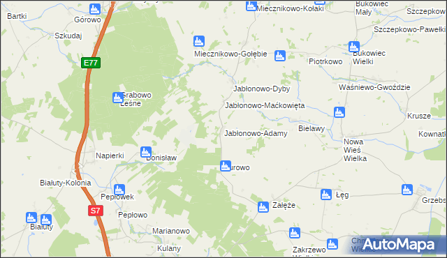 mapa Jabłonowo-Adamy, Jabłonowo-Adamy na mapie Targeo