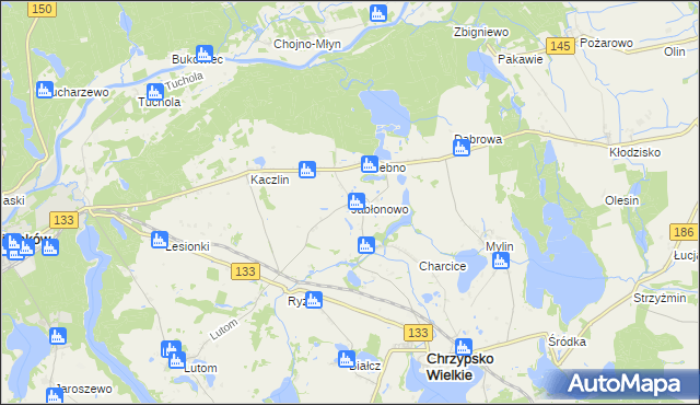 mapa Jabłonowo gmina Sieraków, Jabłonowo gmina Sieraków na mapie Targeo