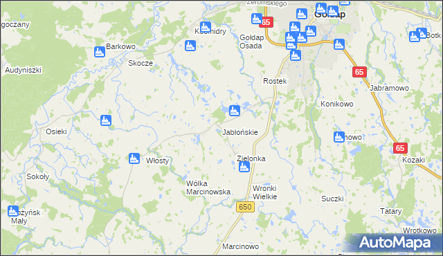 mapa Jabłońskie gmina Gołdap, Jabłońskie gmina Gołdap na mapie Targeo