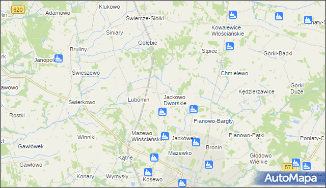 mapa Jackowo Dworskie, Jackowo Dworskie na mapie Targeo