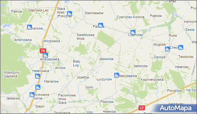 mapa Jadwinów gmina Policzna, Jadwinów gmina Policzna na mapie Targeo