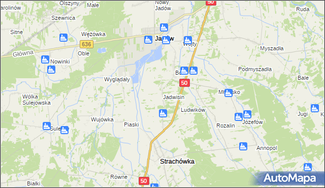 mapa Jadwisin gmina Strachówka, Jadwisin gmina Strachówka na mapie Targeo