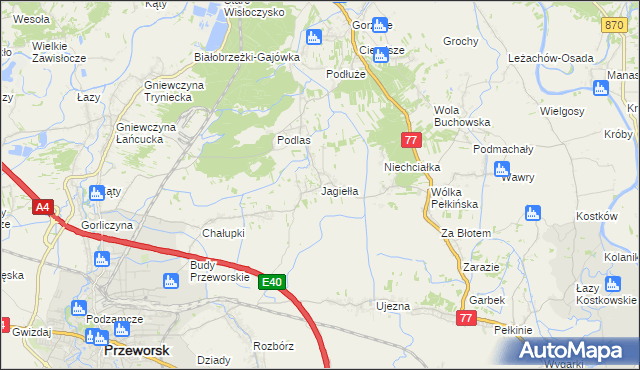 mapa Jagiełła gmina Tryńcza, Jagiełła gmina Tryńcza na mapie Targeo