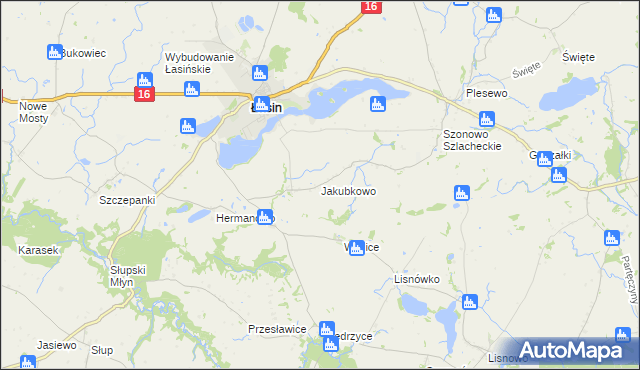 mapa Jakubkowo gmina Łasin, Jakubkowo gmina Łasin na mapie Targeo