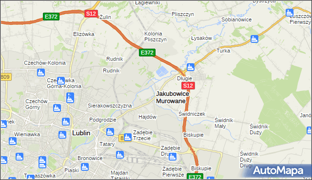 mapa Jakubowice Murowane, Jakubowice Murowane na mapie Targeo