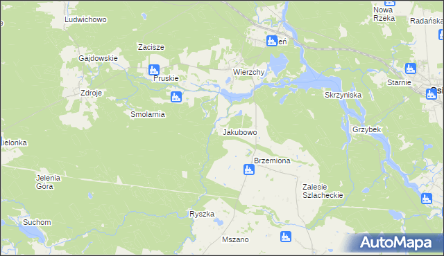 mapa Jakubowo gmina Lniano, Jakubowo gmina Lniano na mapie Targeo