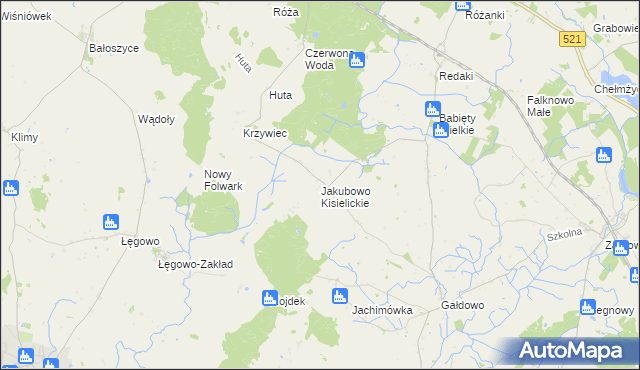 mapa Jakubowo Kisielickie, Jakubowo Kisielickie na mapie Targeo