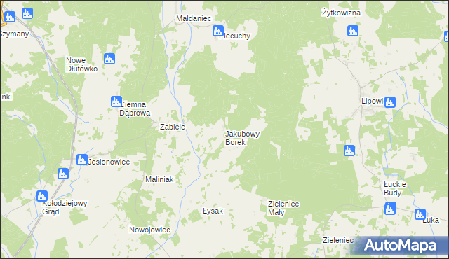 mapa Jakubowy Borek, Jakubowy Borek na mapie Targeo