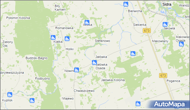 mapa Jałówka gmina Sidra, Jałówka gmina Sidra na mapie Targeo