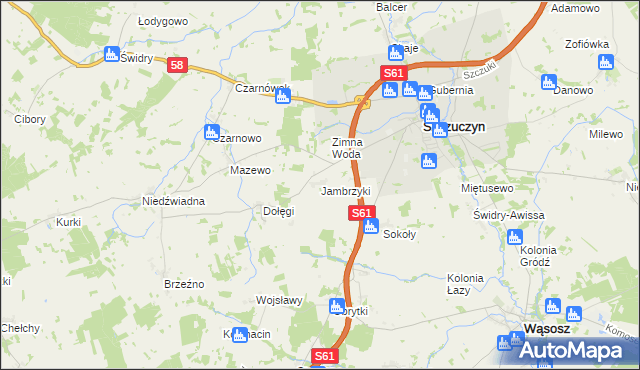 mapa Jambrzyki, Jambrzyki na mapie Targeo