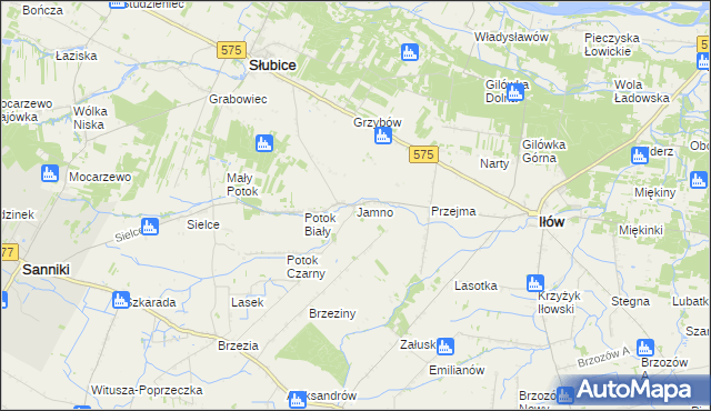 mapa Jamno gmina Słubice, Jamno gmina Słubice na mapie Targeo