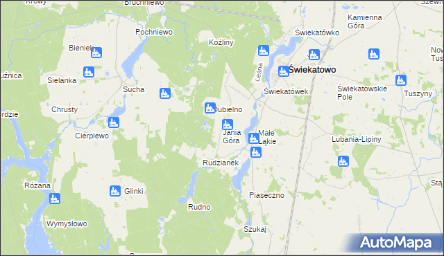 mapa Jania Góra gmina Świekatowo, Jania Góra gmina Świekatowo na mapie Targeo