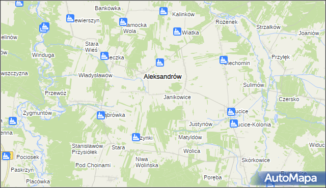 mapa Janikowice gmina Aleksandrów, Janikowice gmina Aleksandrów na mapie Targeo