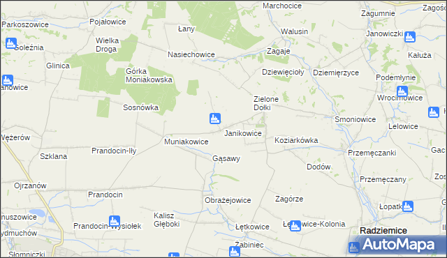 mapa Janikowice gmina Słomniki, Janikowice gmina Słomniki na mapie Targeo