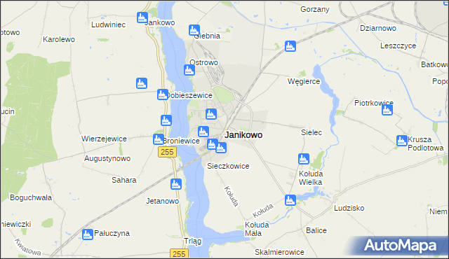mapa Janikowo powiat inowrocławski, Janikowo powiat inowrocławski na mapie Targeo