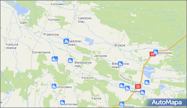 mapa Janiszów gmina Trzebnica, Janiszów gmina Trzebnica na mapie Targeo