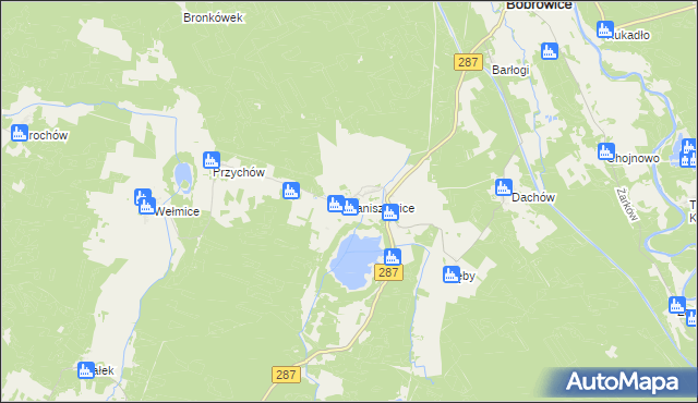 mapa Janiszowice gmina Bobrowice, Janiszowice gmina Bobrowice na mapie Targeo