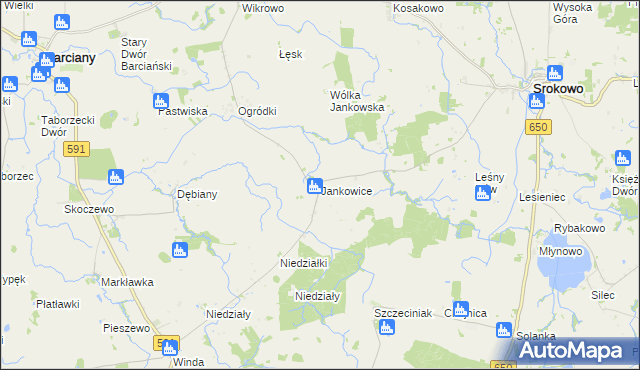 mapa Jankowice gmina Srokowo, Jankowice gmina Srokowo na mapie Targeo
