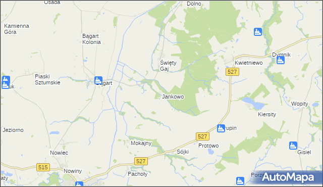 mapa Jankowo gmina Rychliki, Jankowo gmina Rychliki na mapie Targeo