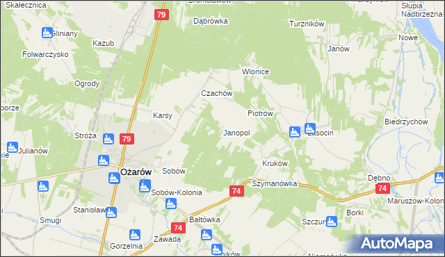 mapa Janopol gmina Ożarów, Janopol gmina Ożarów na mapie Targeo