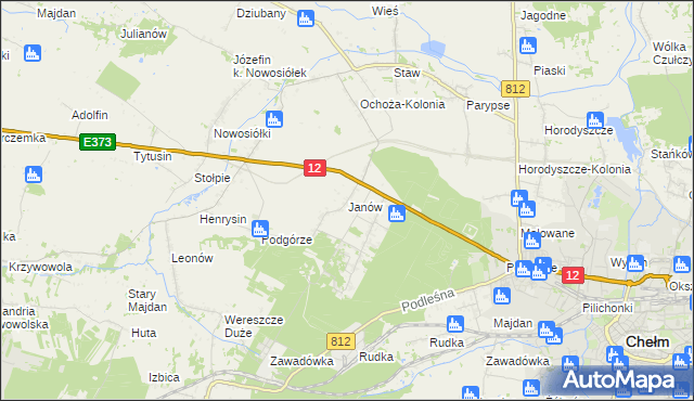 mapa Janów gmina Chełm, Janów gmina Chełm na mapie Targeo