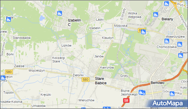 mapa Janów gmina Stare Babice, Janów gmina Stare Babice na mapie Targeo