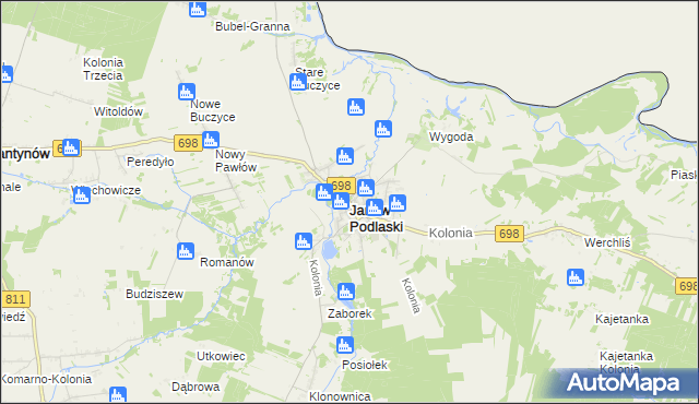 mapa Janów Podlaski, Janów Podlaski na mapie Targeo