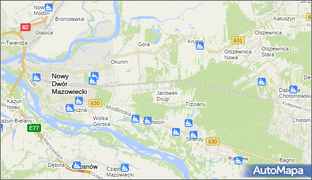 mapa Janówek Drugi, Janówek Drugi na mapie Targeo