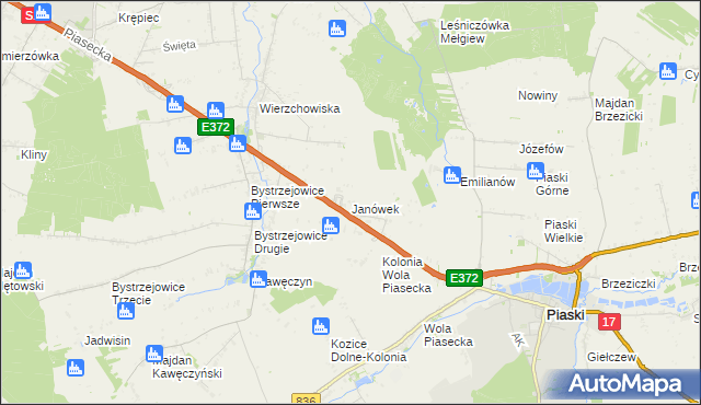 mapa Janówek gmina Piaski, Janówek gmina Piaski na mapie Targeo